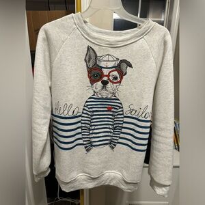 White sweater dog printed
